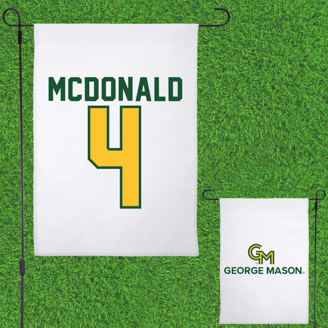 George Mason University Volleyball White Garden Flag - #4 Troy McDonald