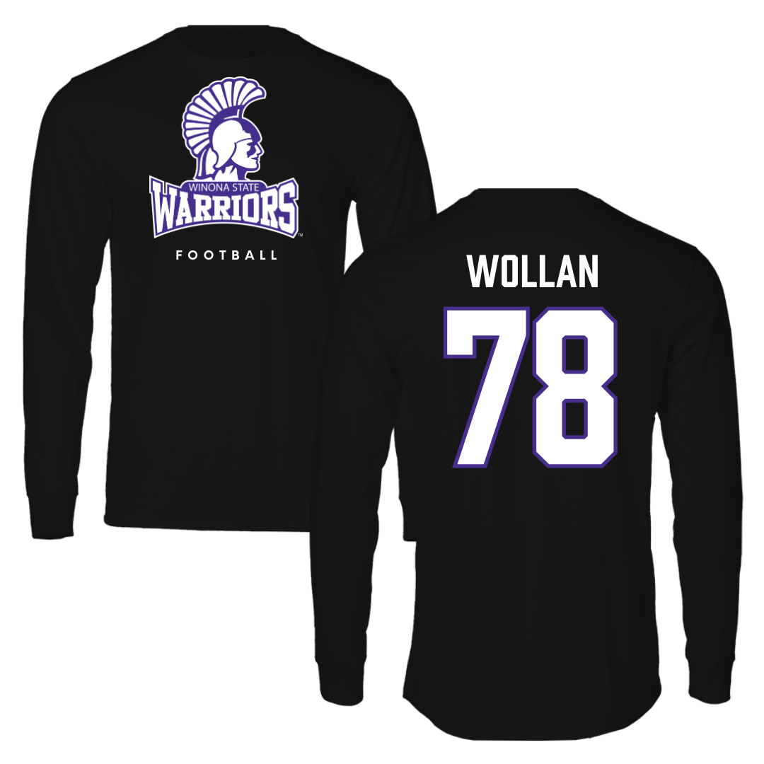 Winona State University Football Black Long Sleeve - #78 Garit Wollan