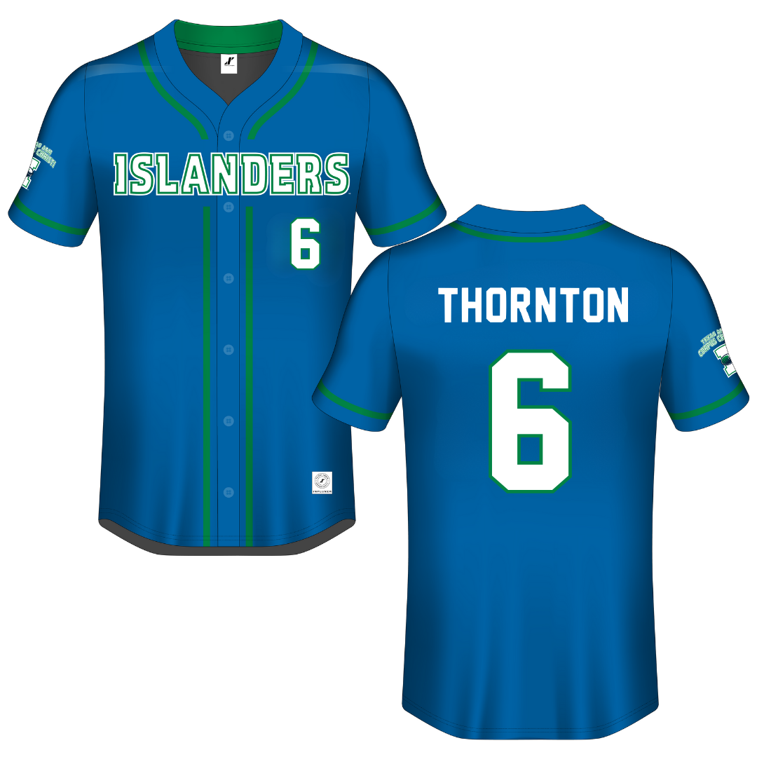 Texas A&M University-Corpus Christi Blue Button-Down Jersey - #6 Mimi Thornton