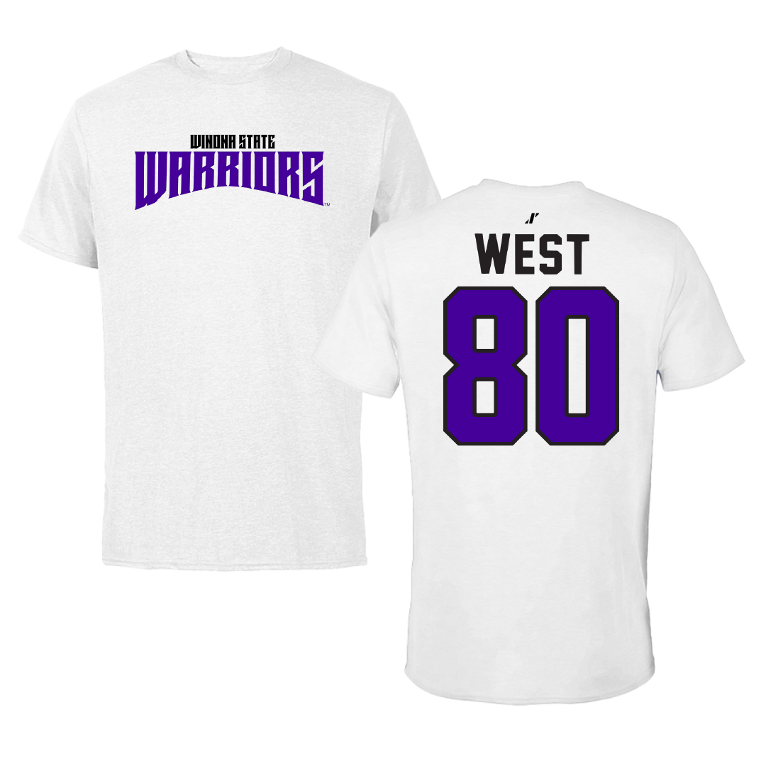 Winona State University Football White Classic Tee - #80 Jaylen West
