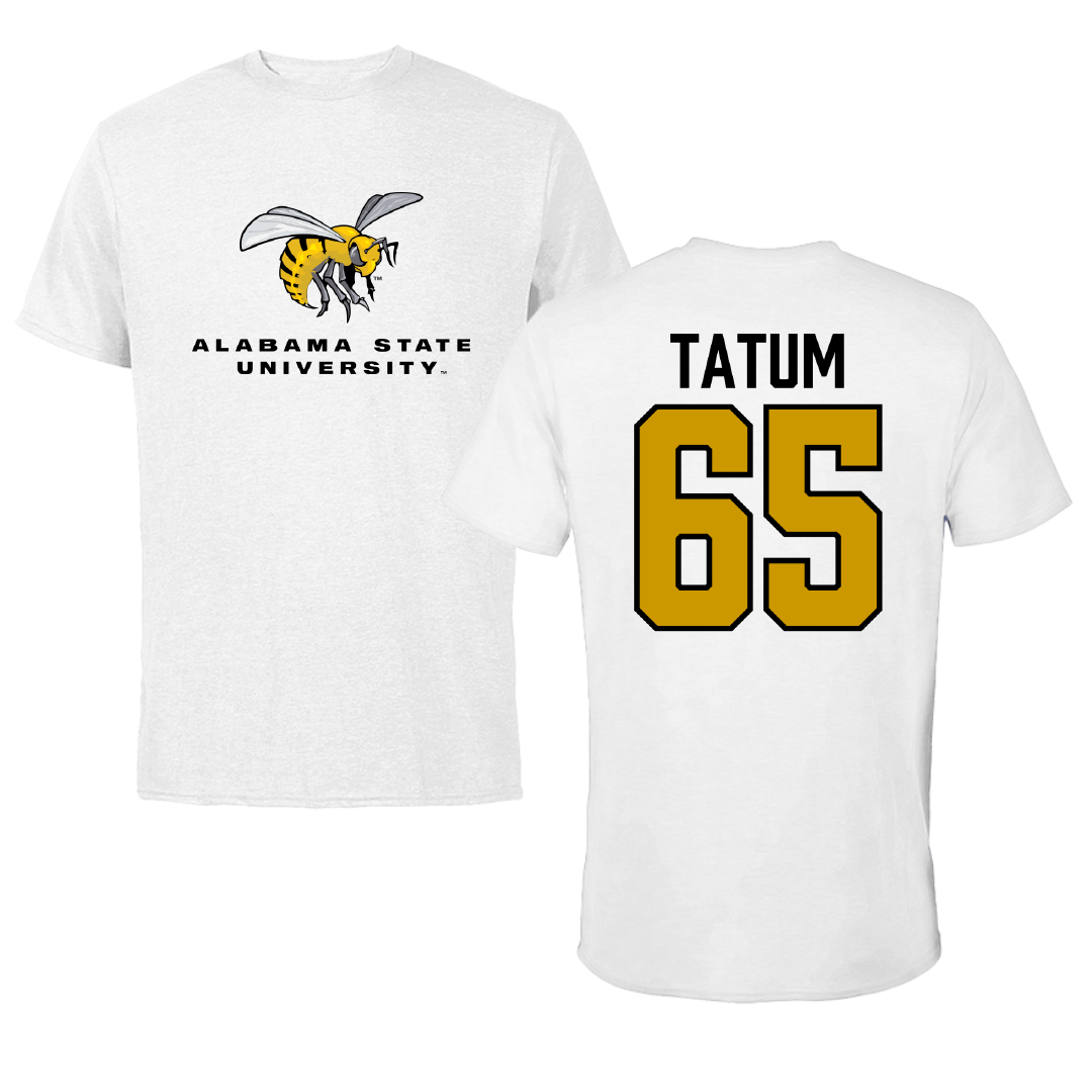 Alabama State University Football White Tee - #65 Jvyon Tatum
