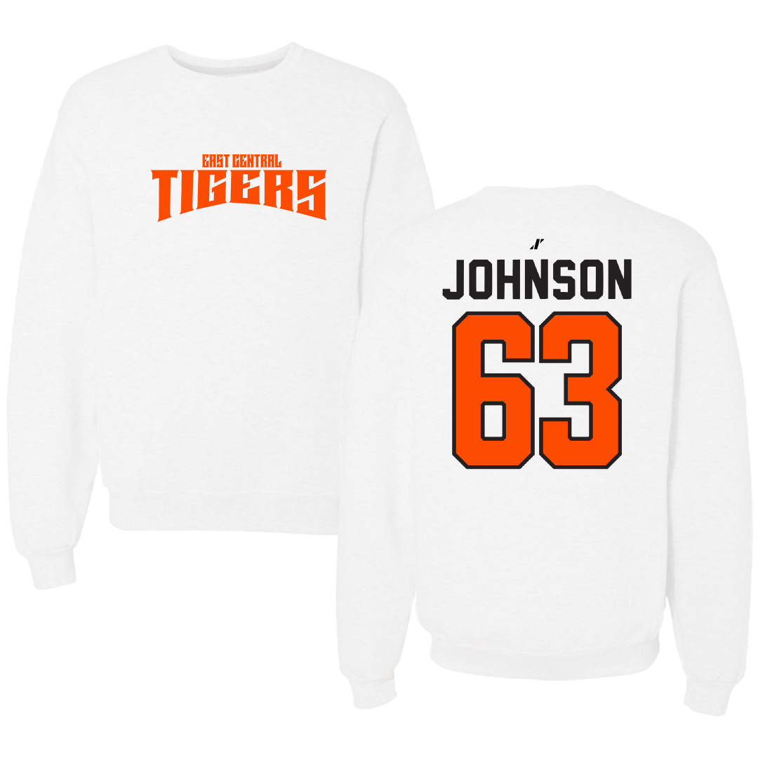 East Central University Football White Classic Crewneck - #63 Tyson Johnson