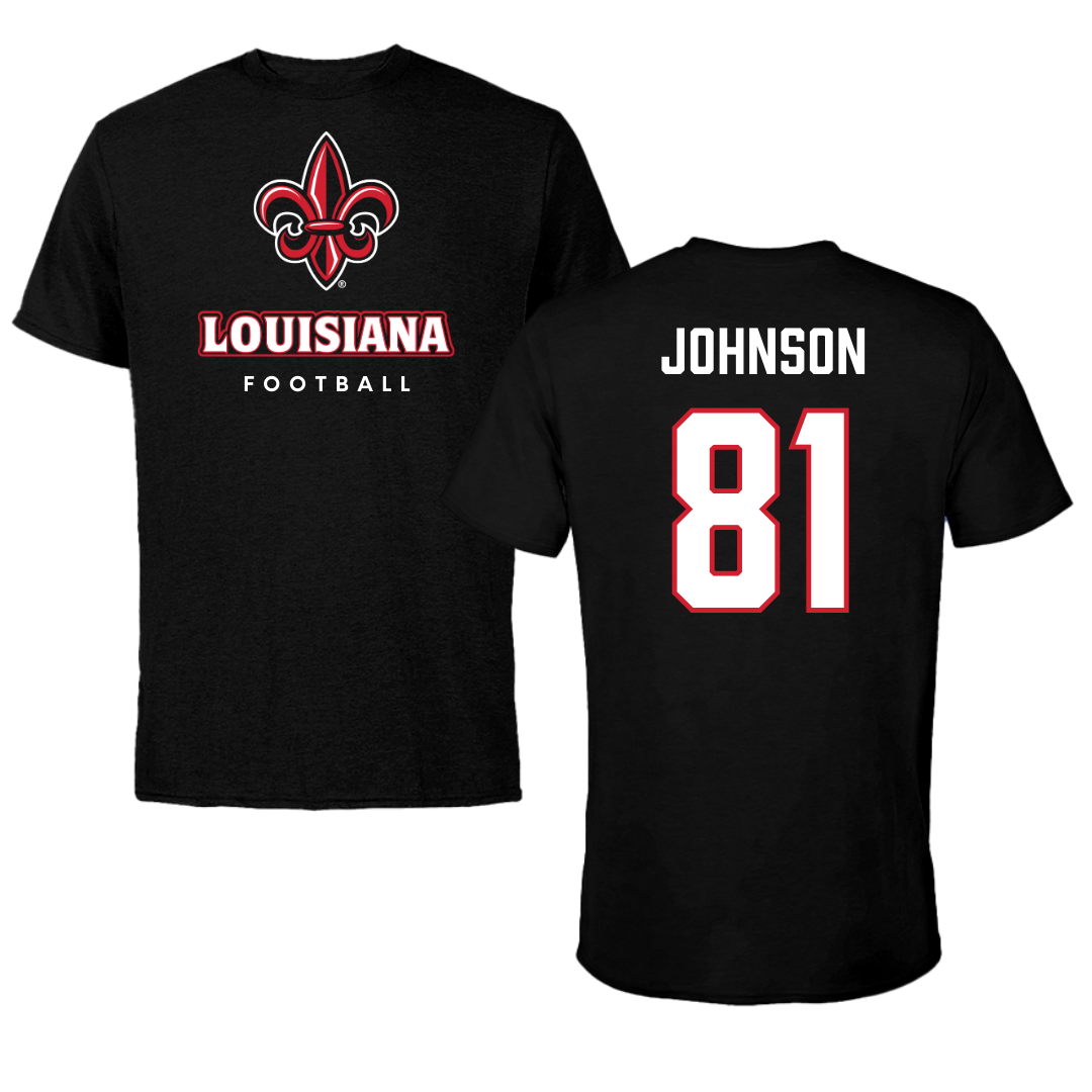 University of Louisiana at Lafayette Football Black Performance Tee - #81 Jaydon Johnson