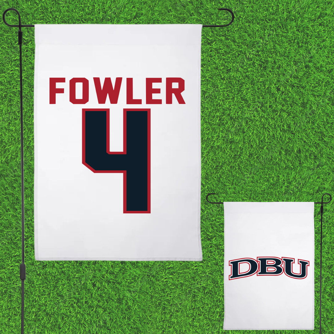 Dallas Baptist University Ice Hockey White Garden Flag - #4 Austin Fowler