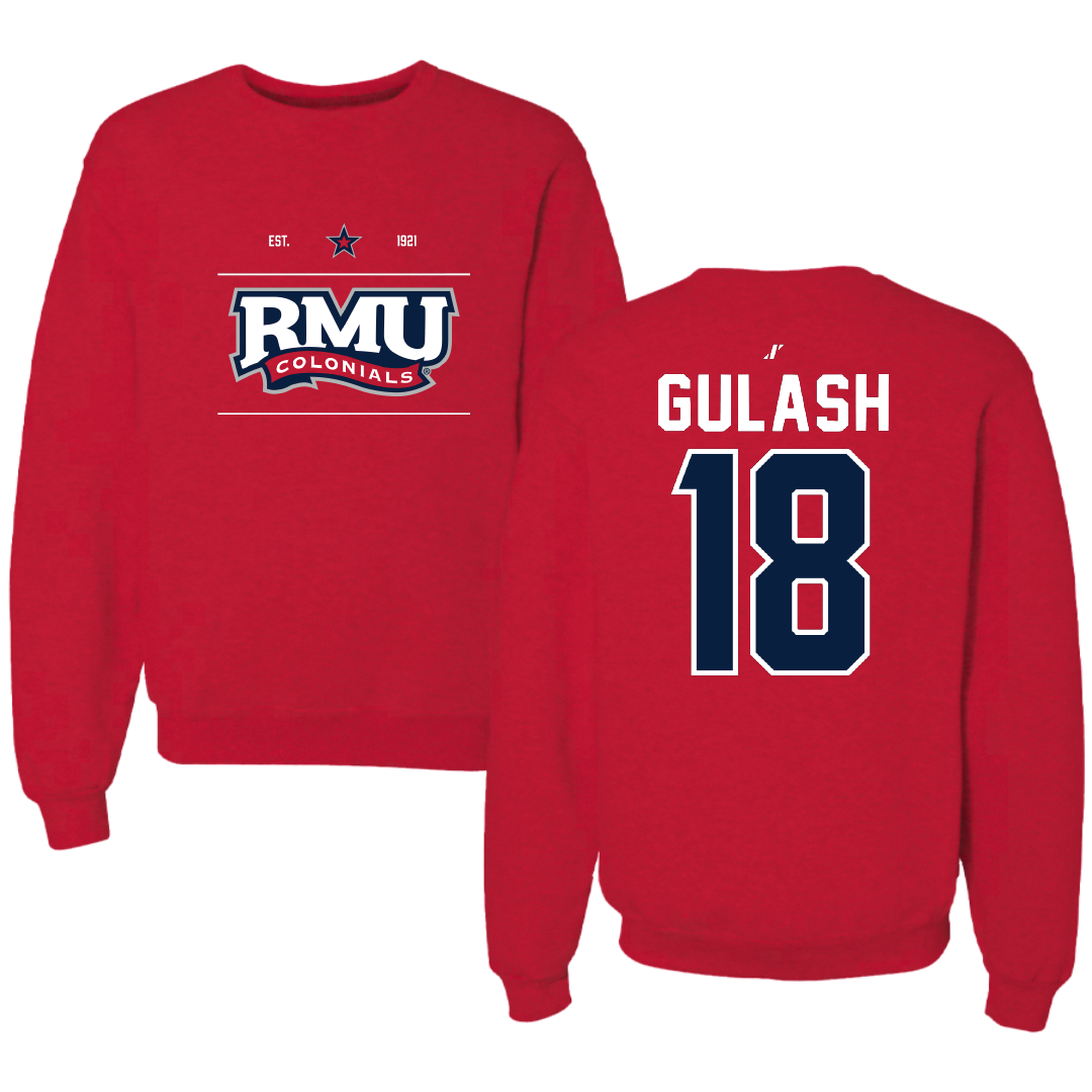 Robert Morris University Ice Hockey Red General Crewneck - #18 Gavin Gulash