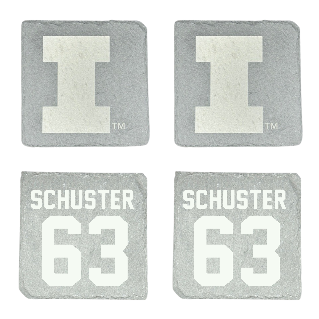 University of Illinois Football Stone Coaster (4 Pack)  - #63 Dezmond Schuster