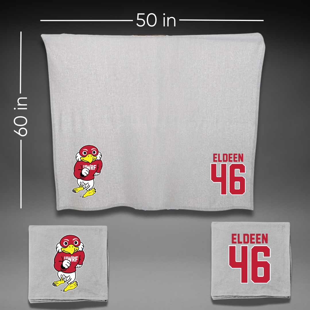 University of Wisconsin-River Falls Football Gray Blanket - #46 Austin Eldeen