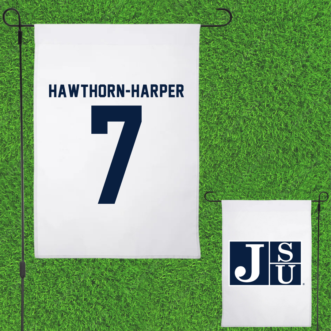 Jackson State University Soccer White Garden Flag - #7 Ryanne Hawthorn-Harper