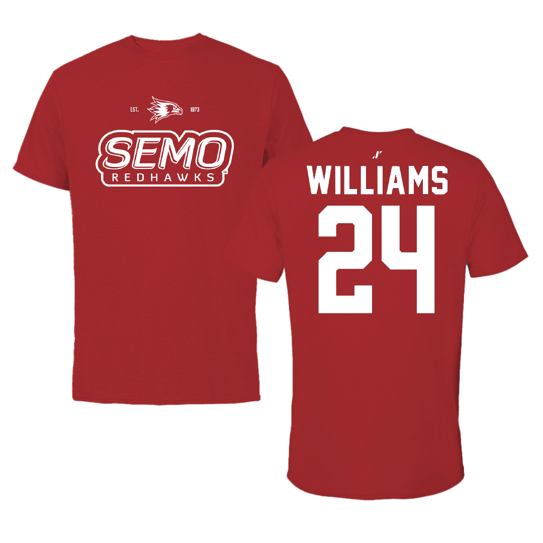 Southeast Missouri State University Football Canvas Red General Tee - #24 JaQori Williams