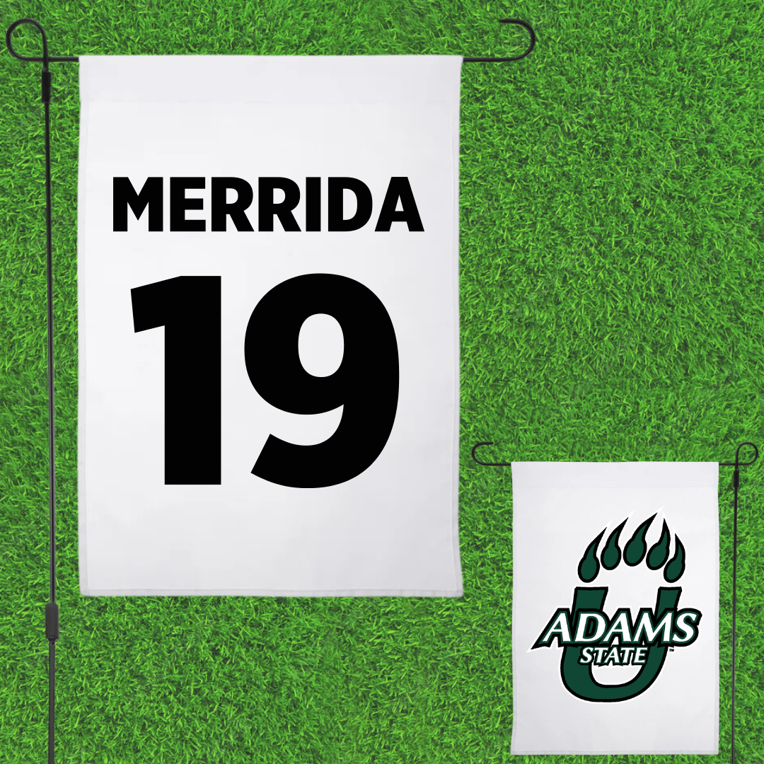 Adams State University Football White Garden Flag - #19 Ahmare Merrida