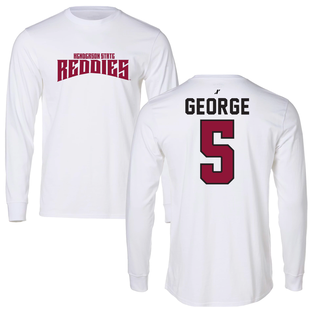 Henderson State University Football White Classic Performance Long Sleeve - #5 Elijah George