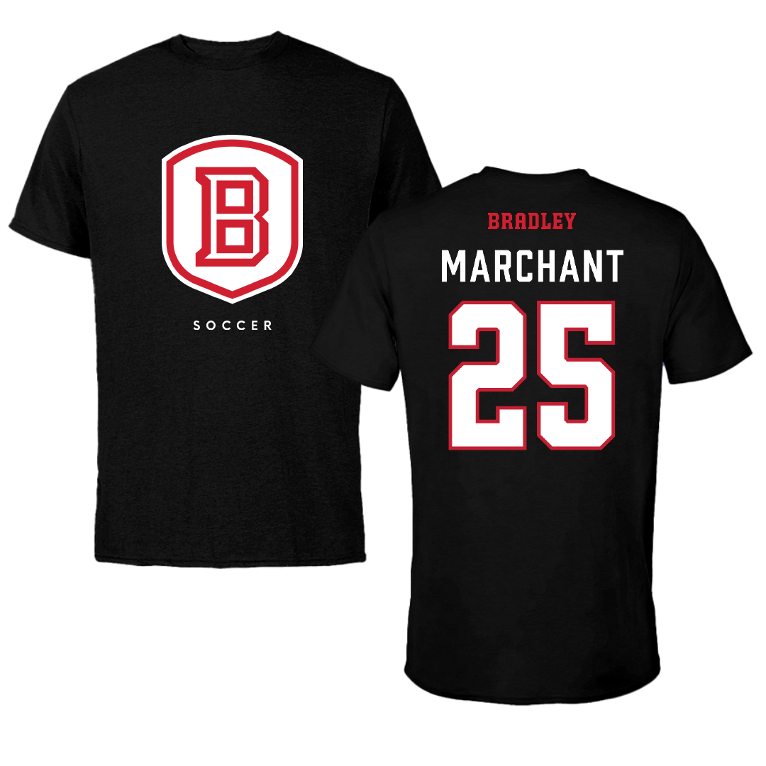 Bradley University Soccer Black Shield Performance Tee - #25 Christopher Marchant