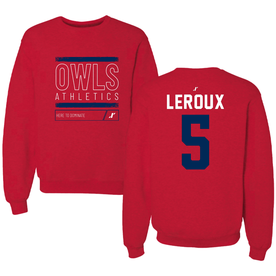 Florida Atlantic University Baseball Red Dominate Crewneck - #5 Brando Leroux