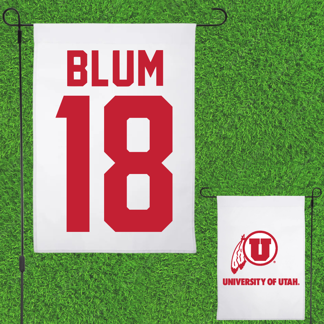 University of Utah Soccer White Garden Flag - #18 Lilliah Blum