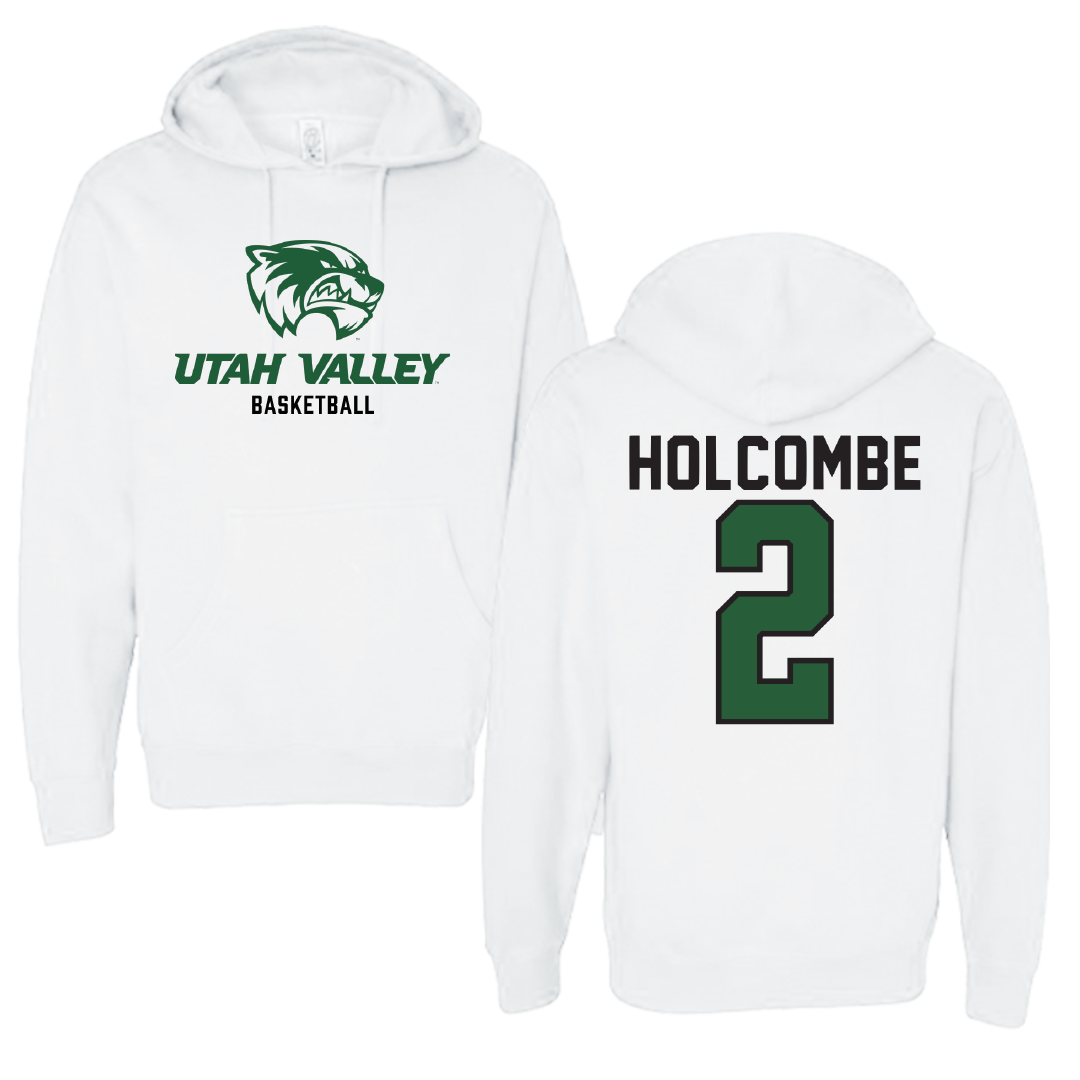 Utah Valley University Basketball White Classic Hoodie - #2 Jackson Holcombe