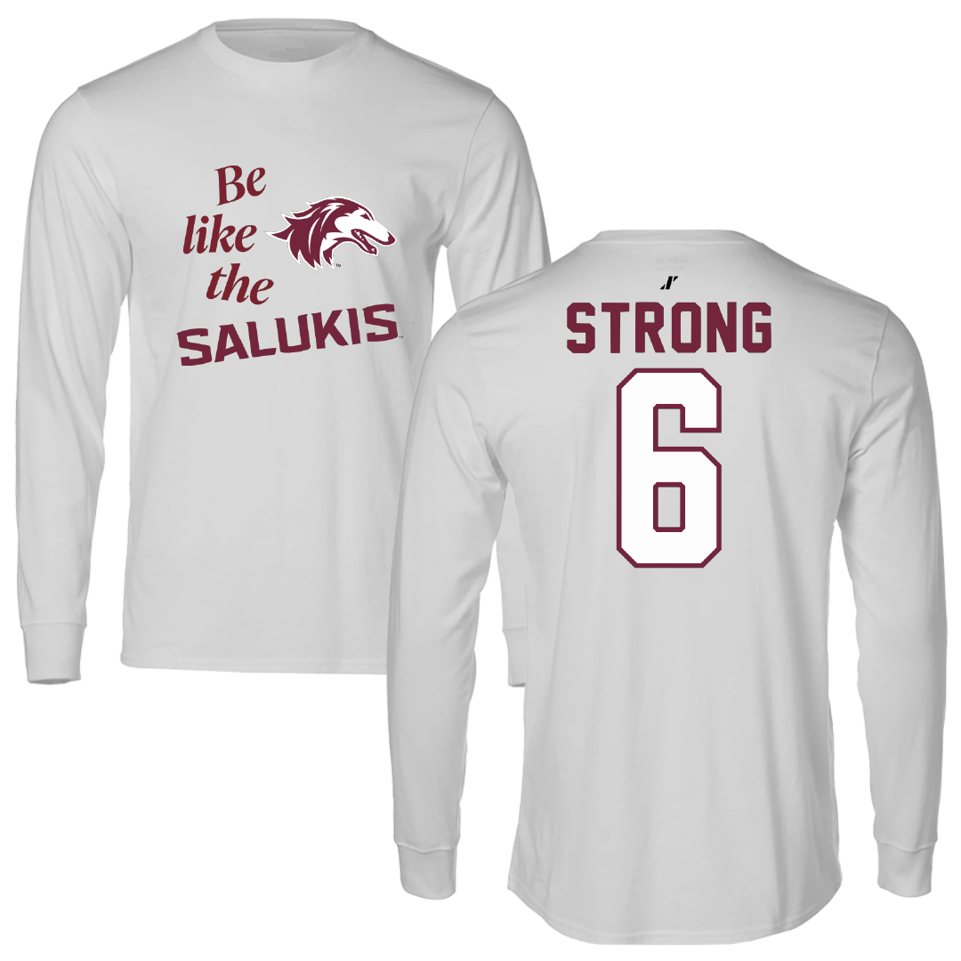 Southern Illinois University at Carbondale Football Light Gray Be Like Us Performance Long Sleeve - #6 Justin Strong