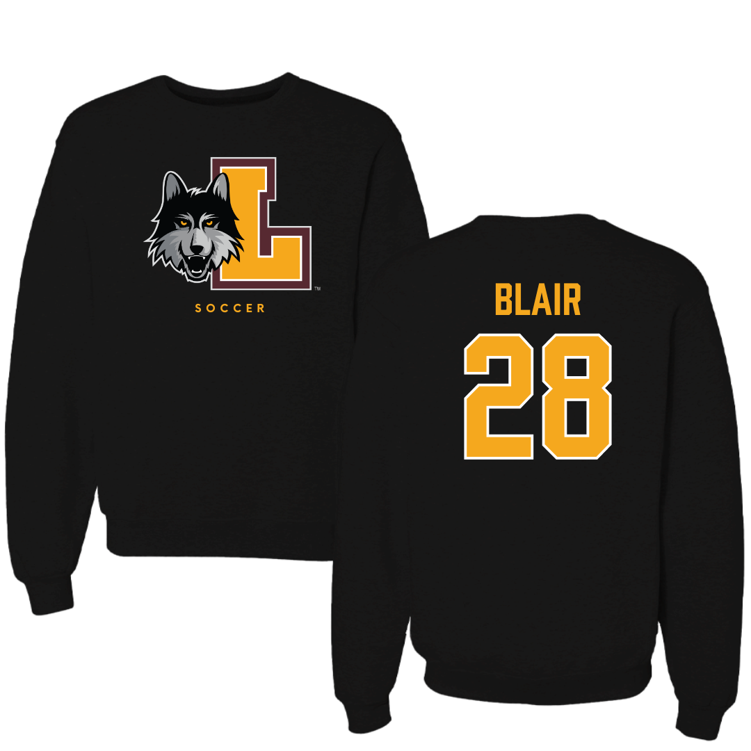 Loyola University-Chicago Soccer Black Mascot Crewneck - #28 Quinten Blair