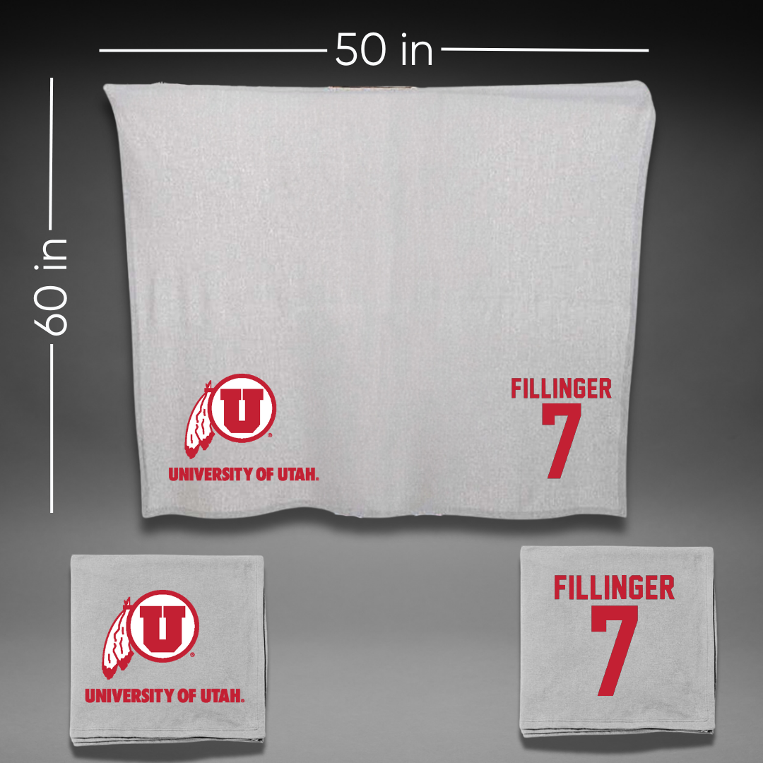 University of Utah Football Gray Blanket - #7 Van Fillinger