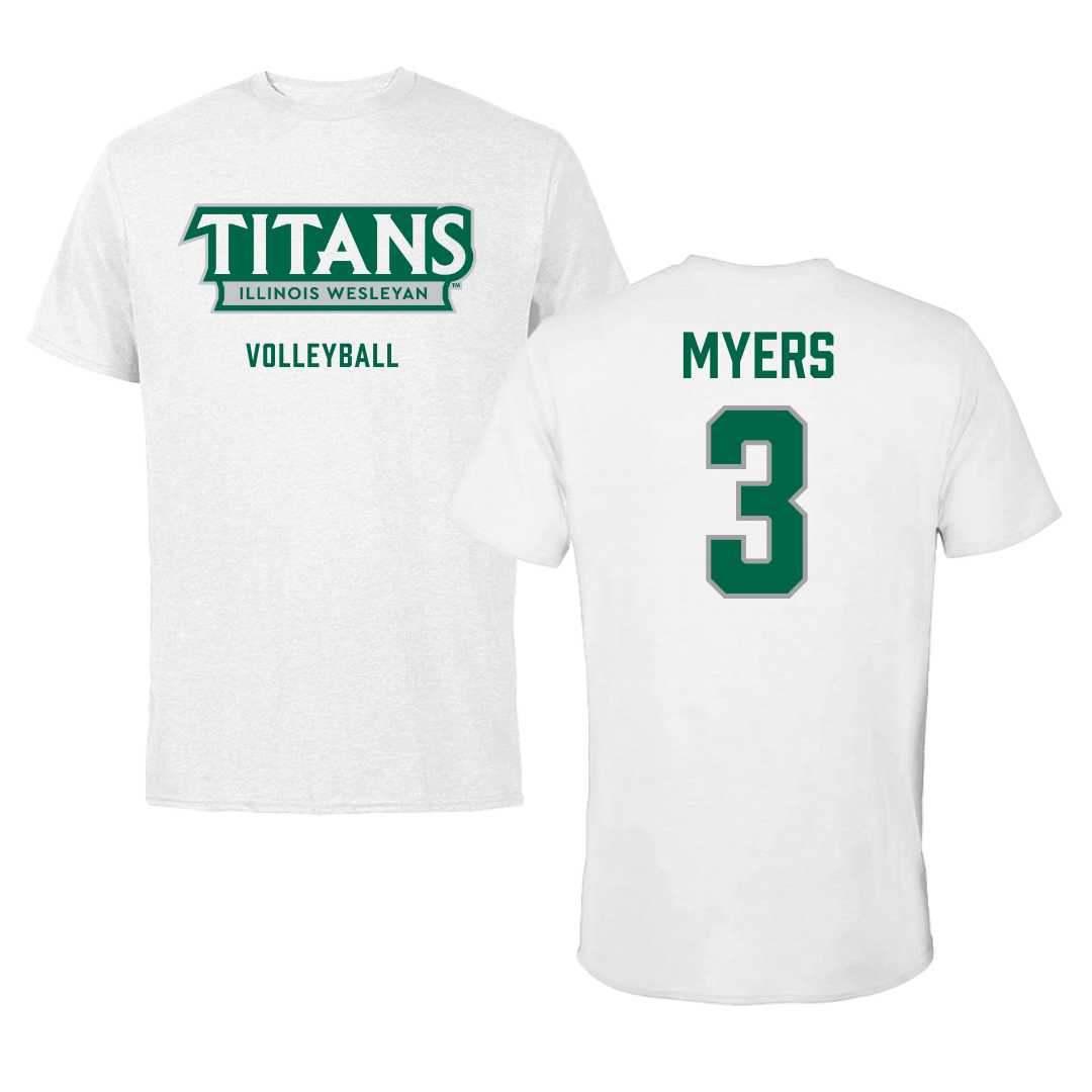 Illinois Wesleyan University Volleyball White Mascot Performance Tee - #3 Ryan Myers