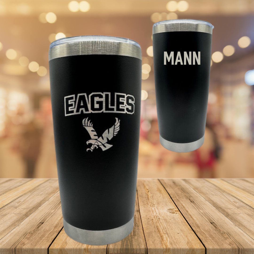 Eastern Washington University Tennis Black Stainless Steel Tumbler - Kenzington Mann
