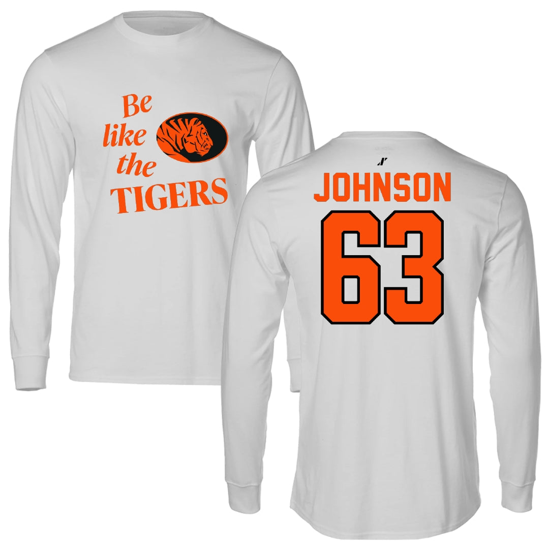 East Central University Football Light Gray Be Like Us Performance Long Sleeve - #63 Tyson Johnson