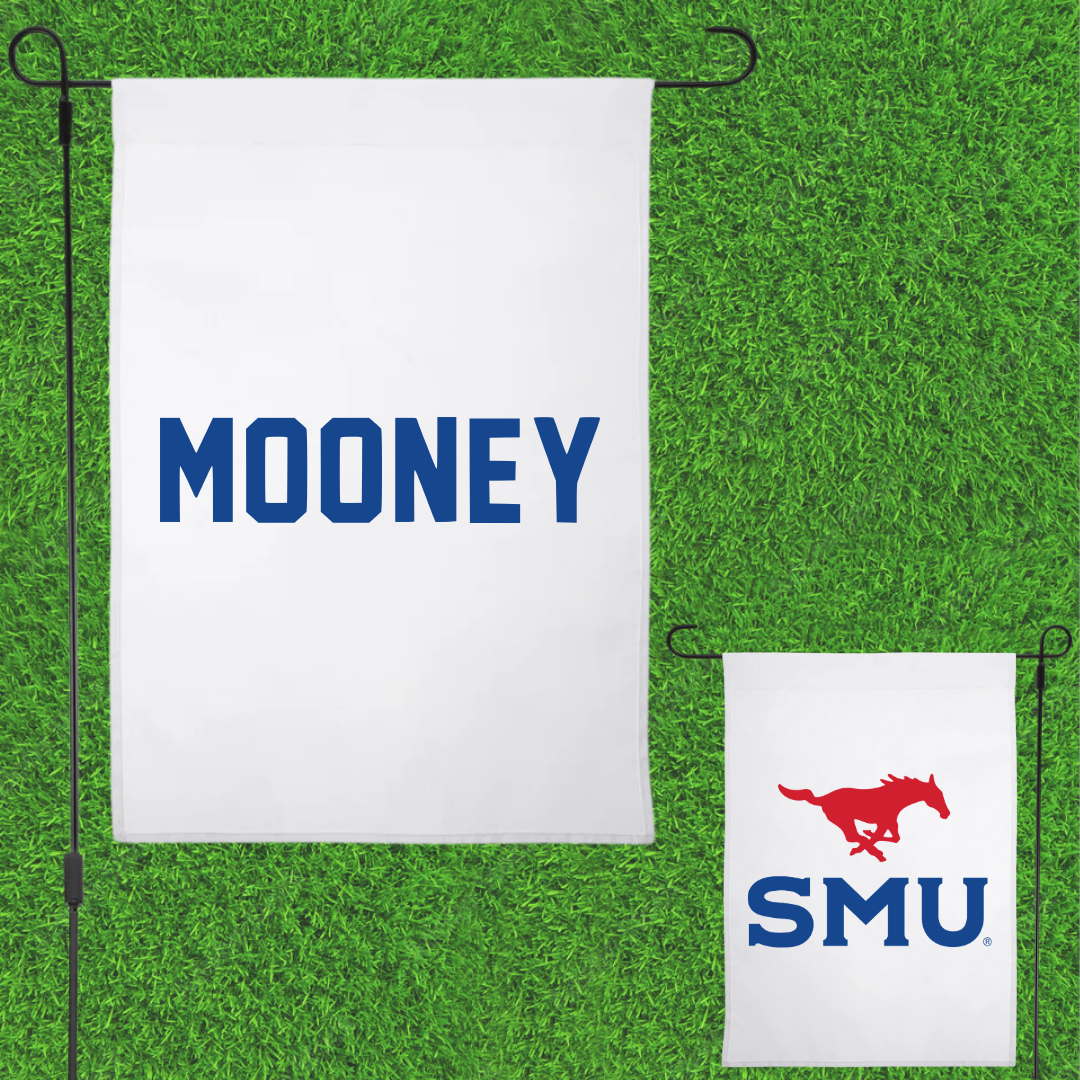 Southern Methodist University Equestrian White Garden Flag - Aedan Mooney
