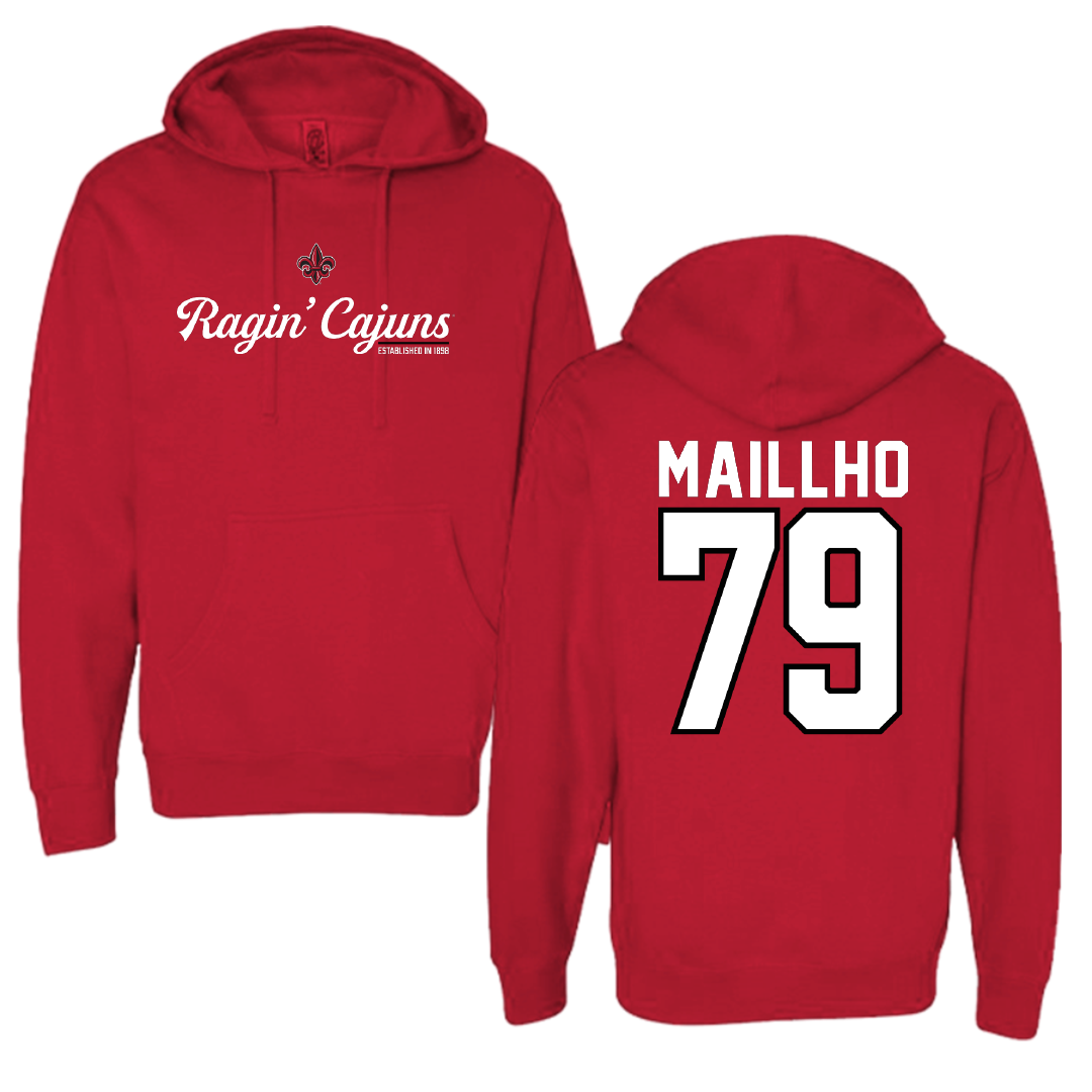 University of Louisiana at Lafayette Football Red General Hoodie - #79 Andre Maillho