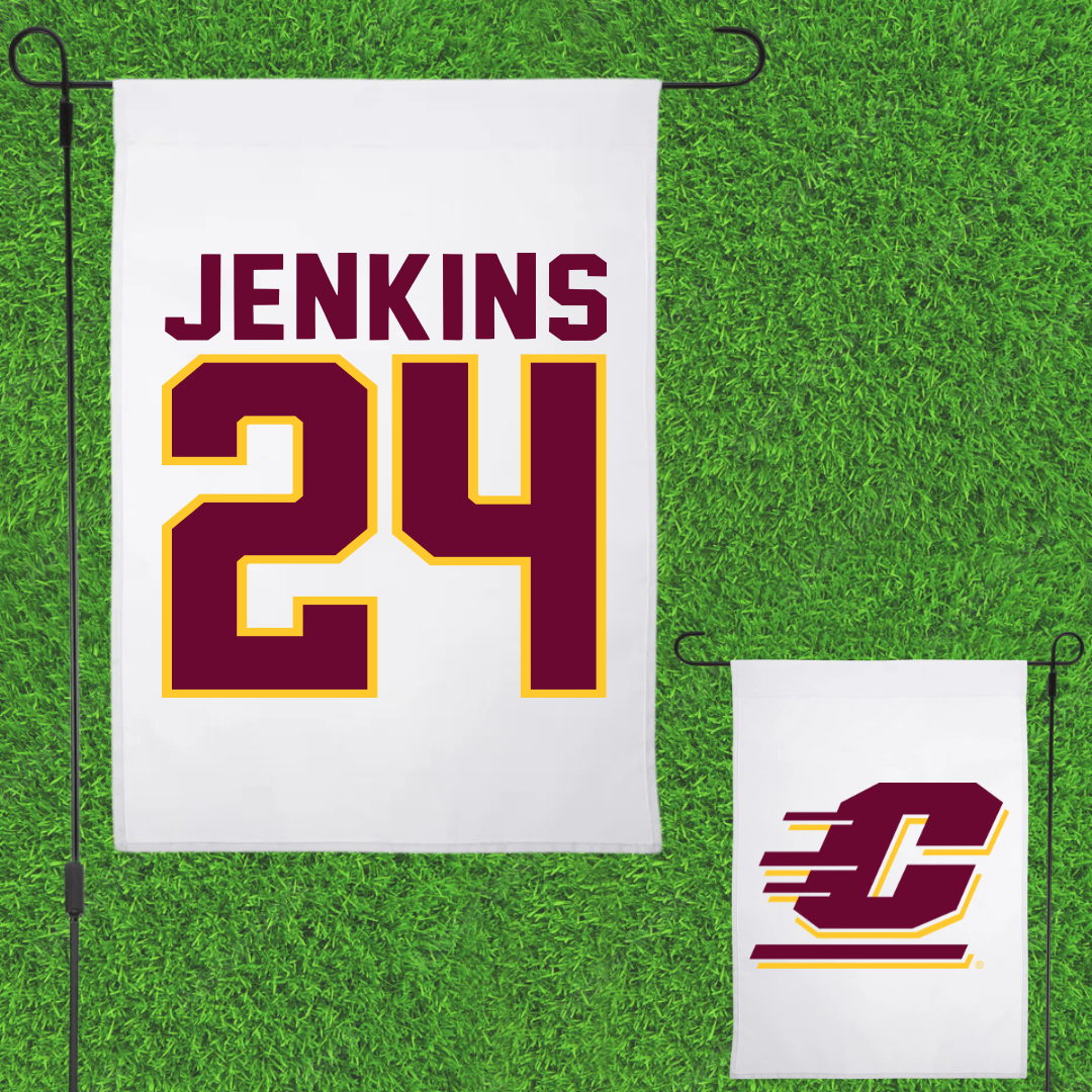 Central Michigan University Football White Garden Flag - #24 Mekhi Jenkins