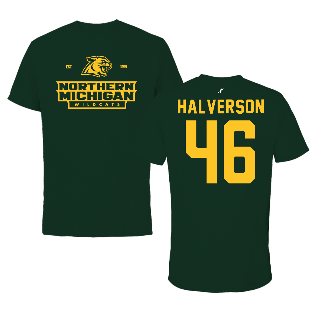 Northern Michigan University Football Forest Green General Tee - #46 Owen Halverson