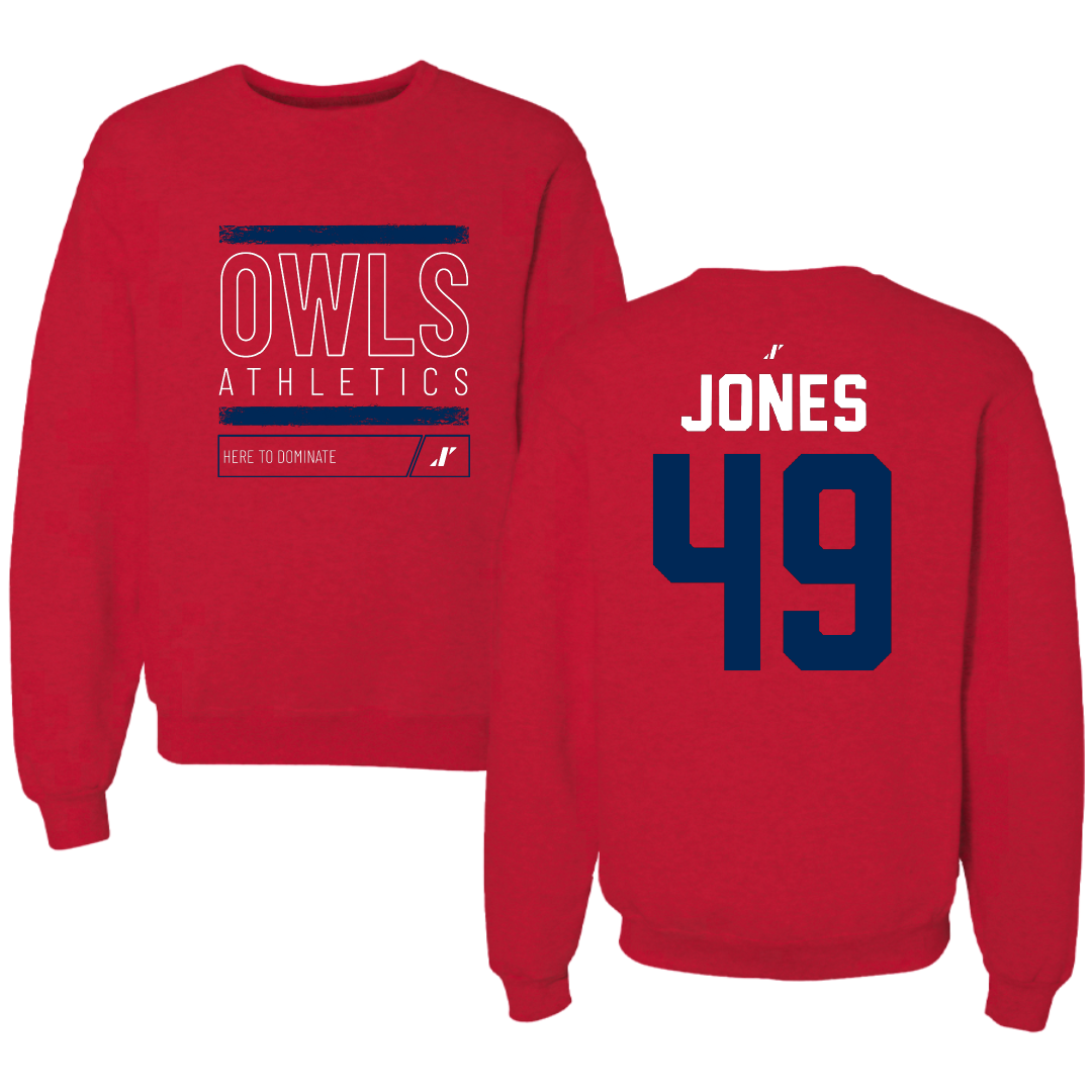 Florida Atlantic University Football Red Dominate Crewneck - #49 Chris Jones