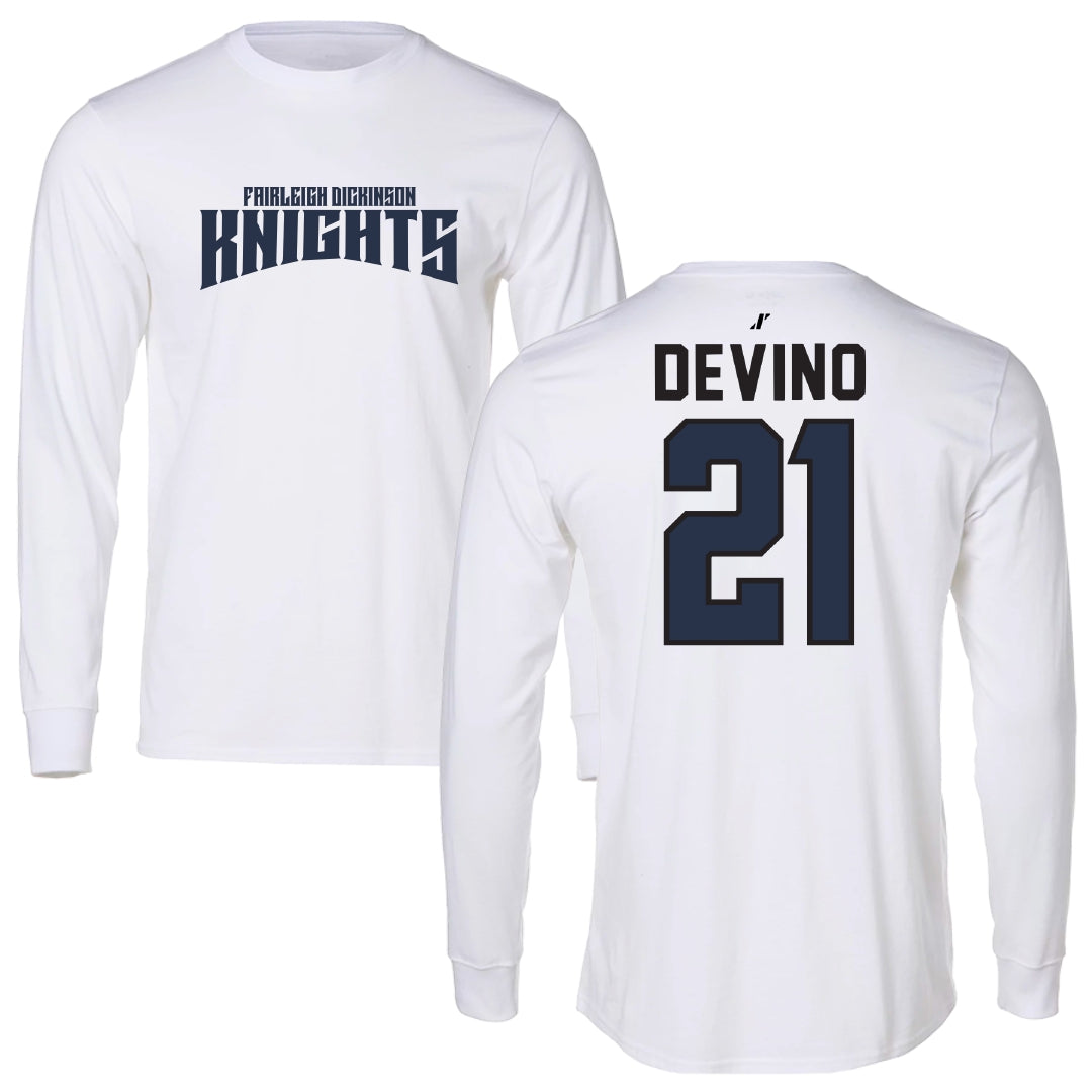 Fairleigh Dickinson University-Metropolitan Campus Lacrosse White Classic Performance Long Sleeve - #21 Mia Devino