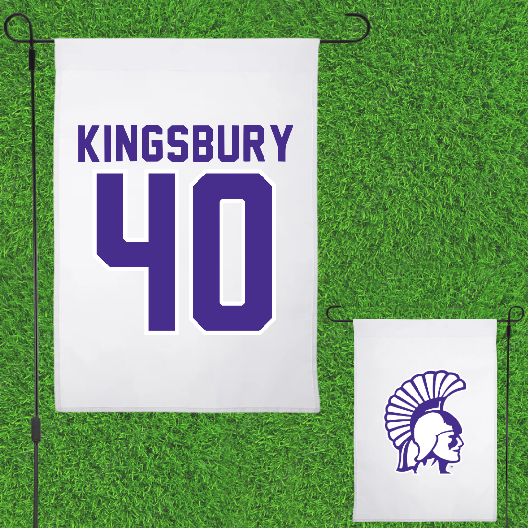 Winona State University Football White Garden Flag - #40 Ben Kingsbury