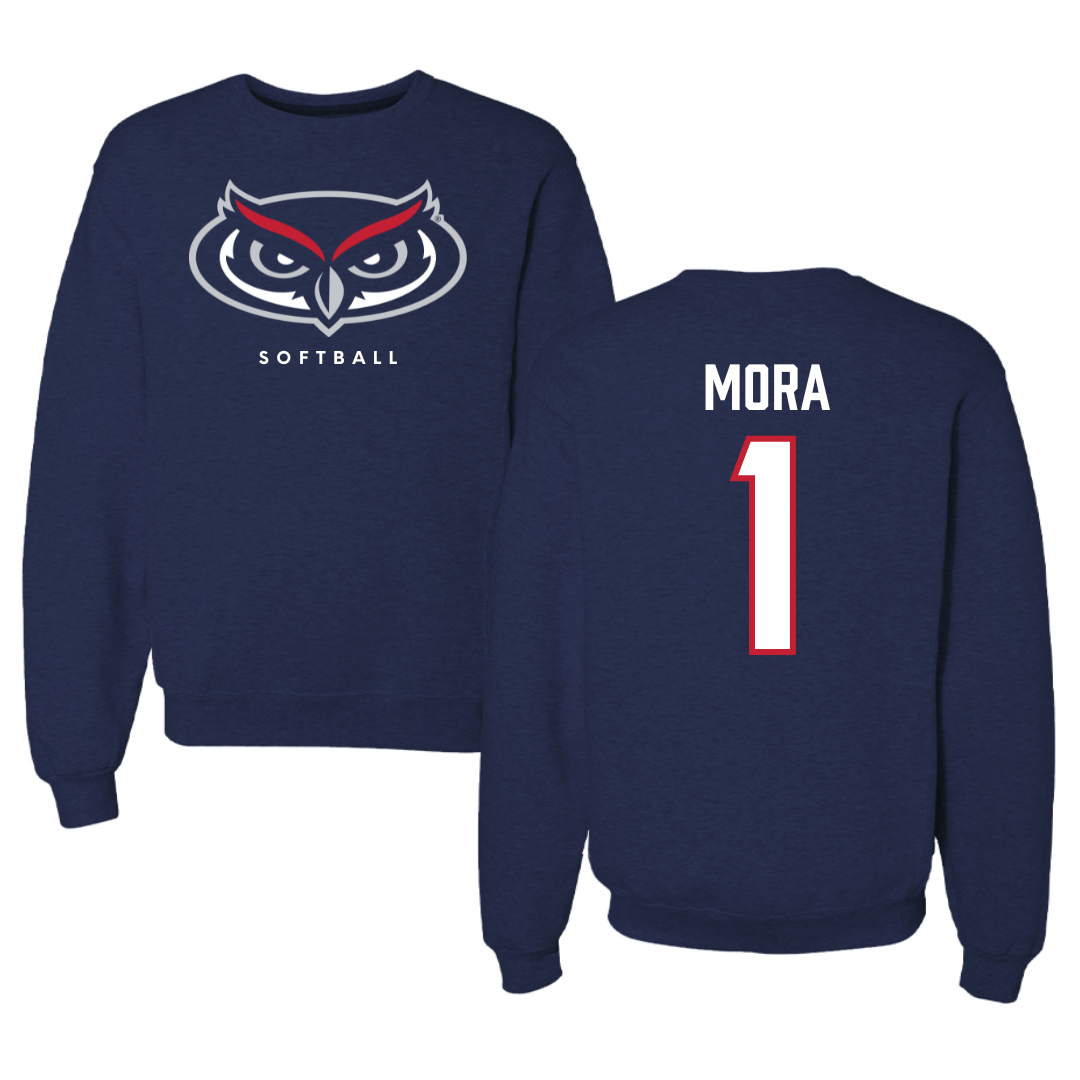 Florida Atlantic University Softball Navy Mascot Crewneck - #1 Jesiana Mora