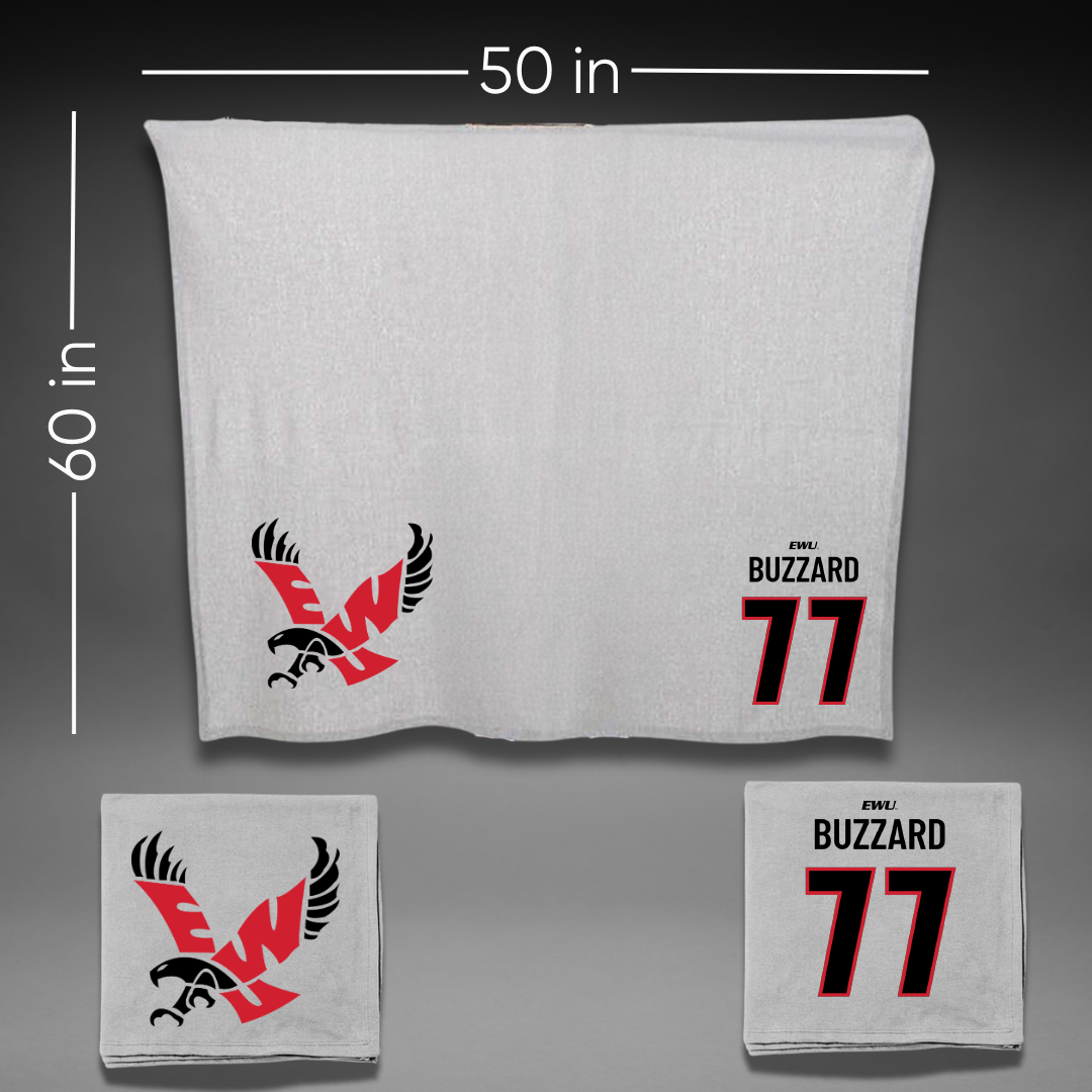 Eastern Washington University Football Gray Blanket - #77 William Buzzard
