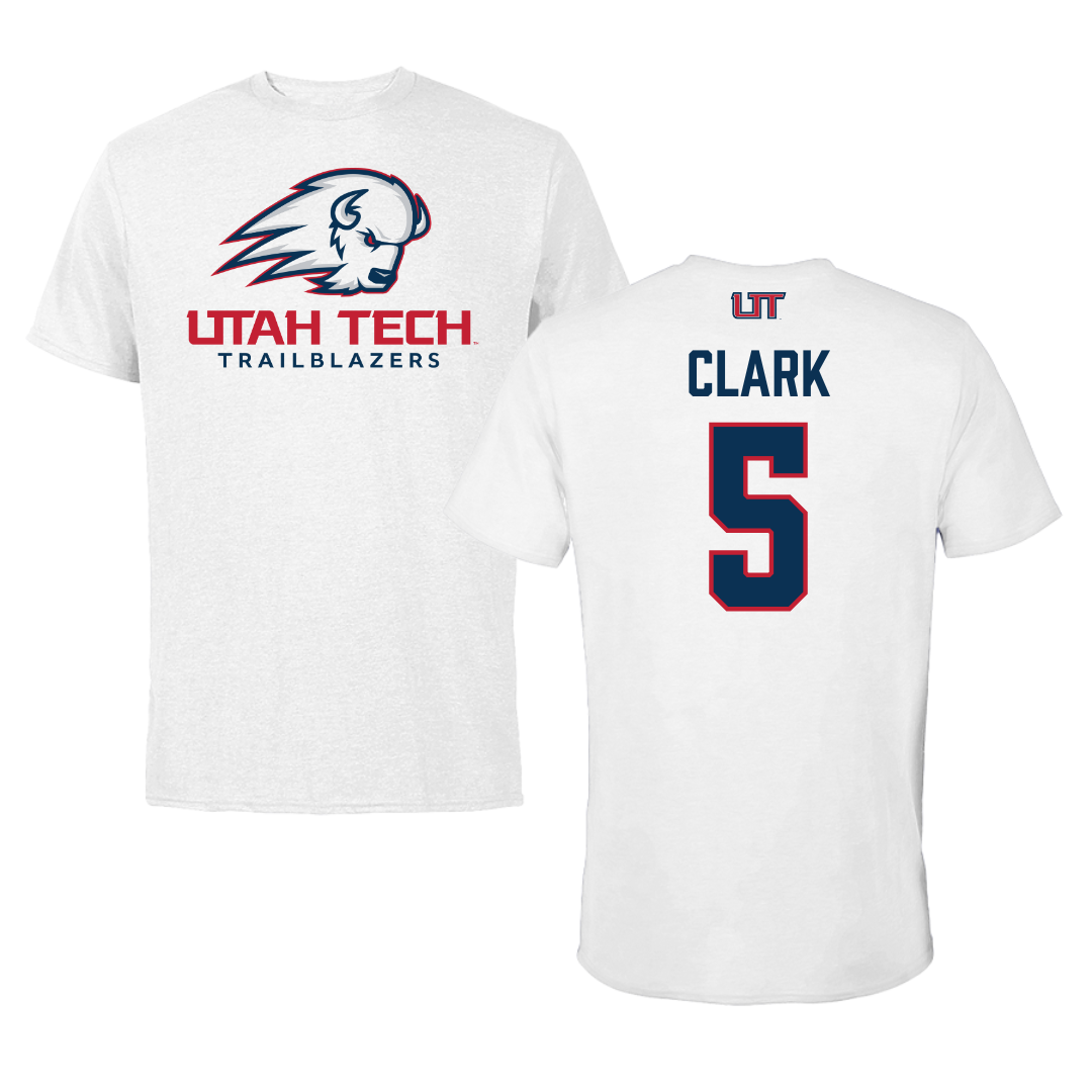 Utah Tech University Baseball White Performance Tee - #5 Cayden Clark