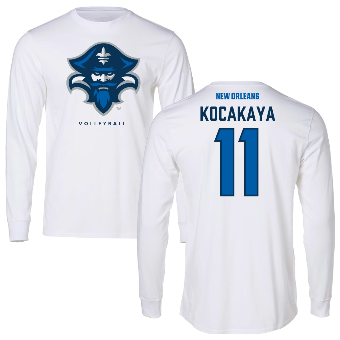 University of New Orleans Volleyball White Performance Long Sleeve - #11 Buse Kocakaya
