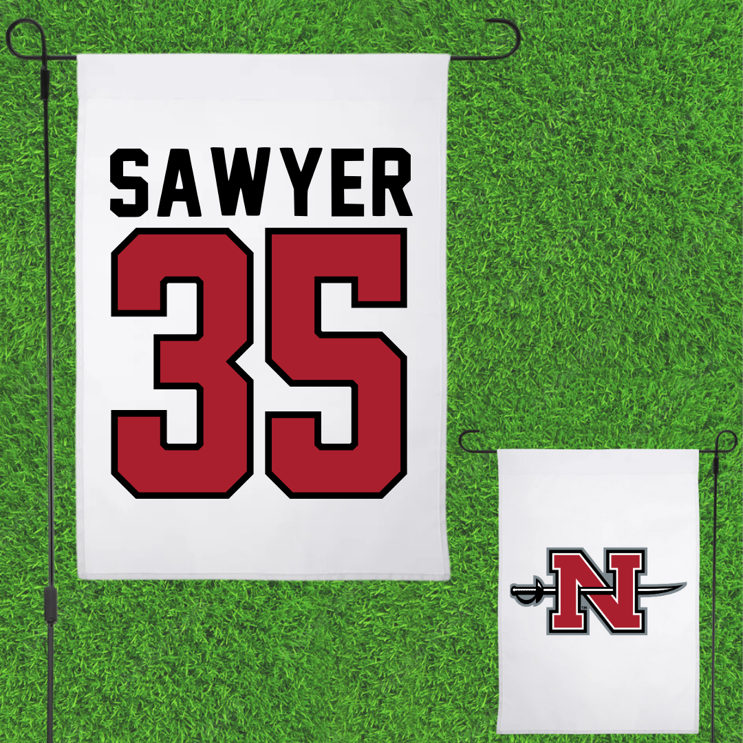 Nicholls State University Baseball White Garden Flag - #35 Barron Sawyer