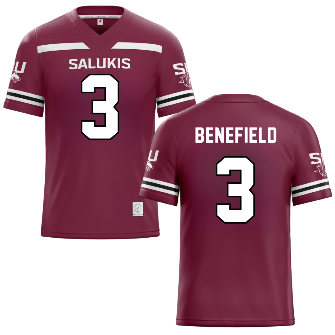 Southern Illinois University at Carbondale Maroon Football Jersey - #3 Jaelin Benefield