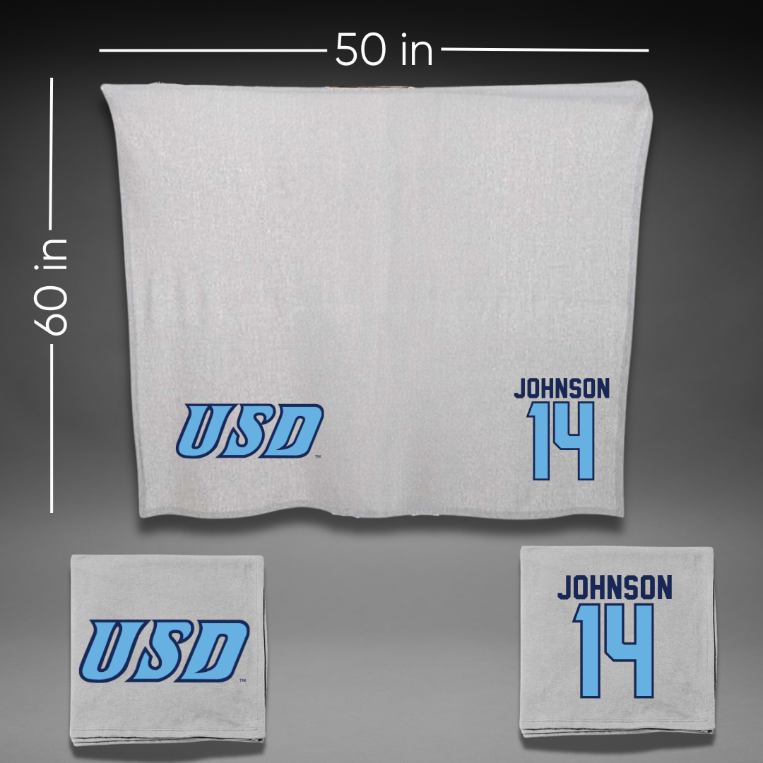 University of San Diego Softball Gray Blanket - #14 Taylor Johnson