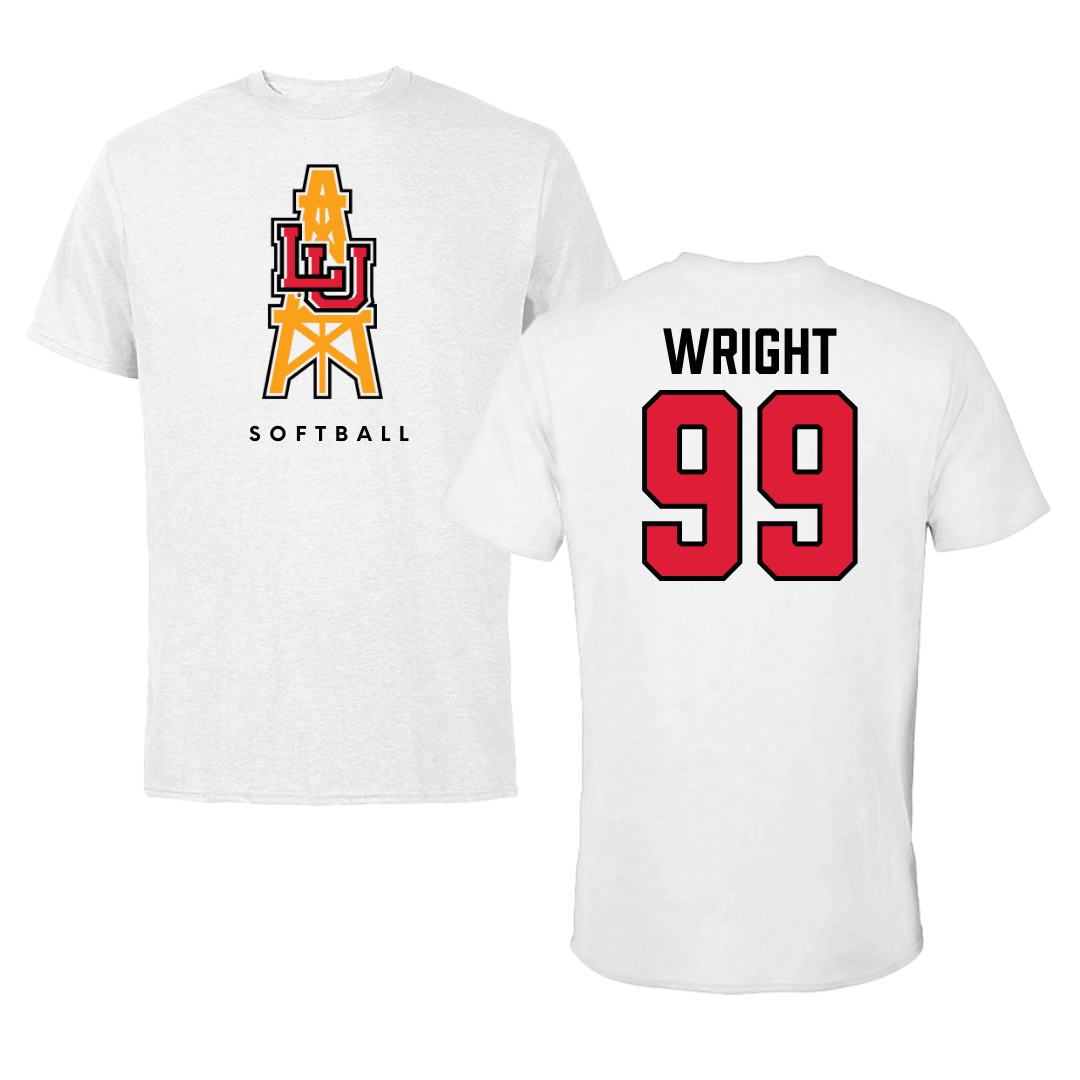 Lamar University Softball White Performance Tee - #99 Makenzie Wright