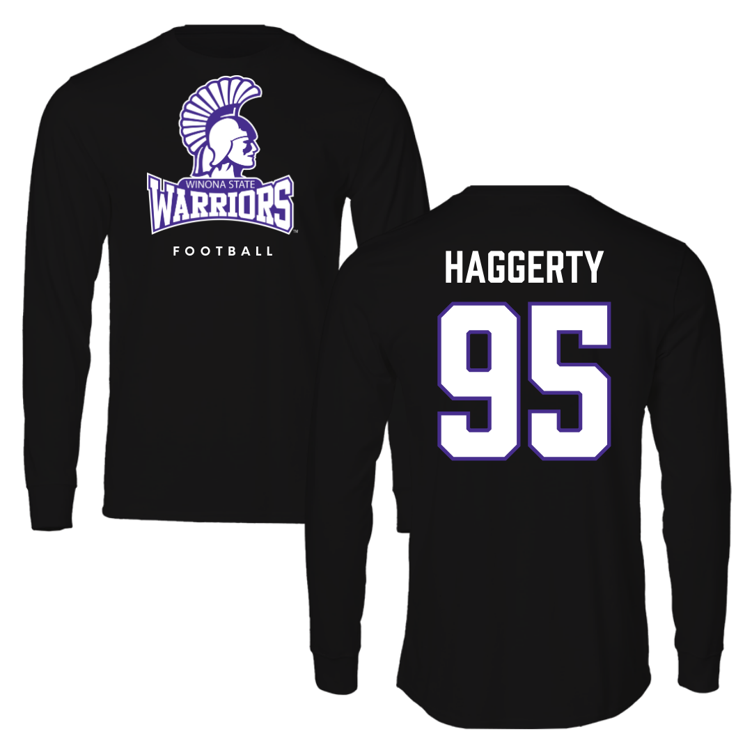 Winona State University Football Black Long Sleeve - #95 Conner Haggerty
