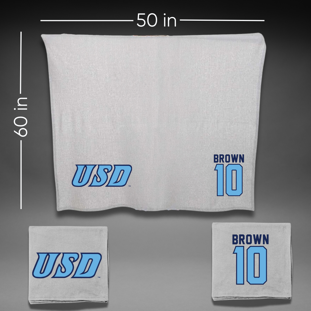 University of San Diego Football Gray Blanket - #10 Nathan Brown
