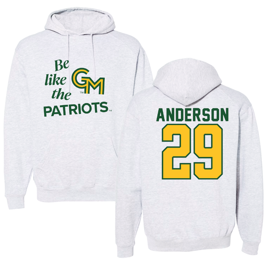 George Mason University Softball Light Gray Be Like Us Hoodie - #29 Jordan Anderson