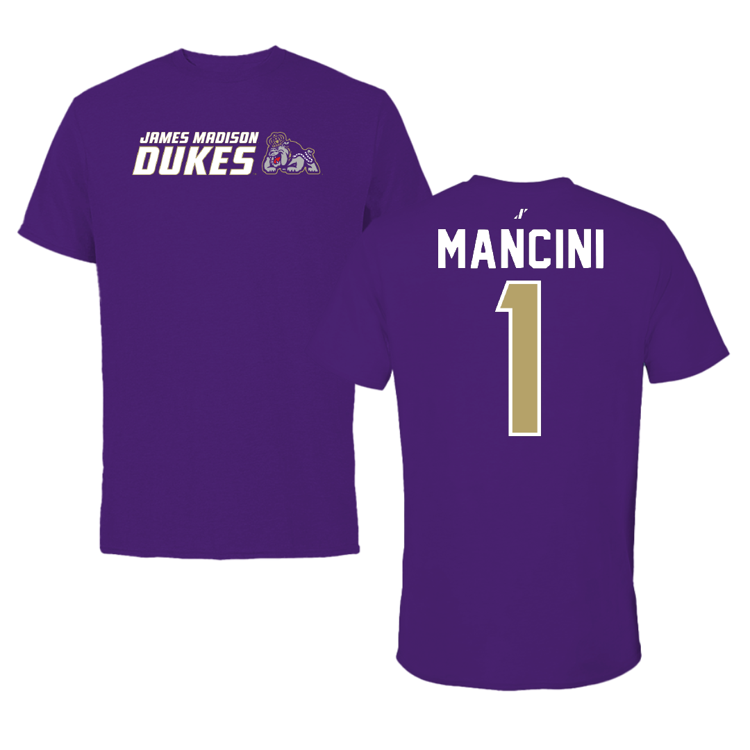 James Madison University Baseball Purple General Tee - #1 Mike Mancini