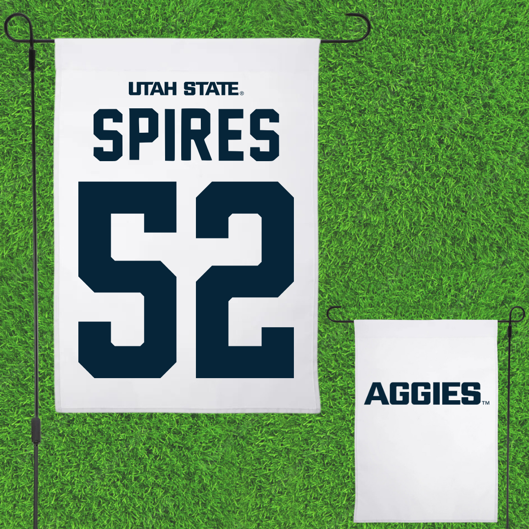 Utah State University Football White Garden Flag - #52 Blaine Spires