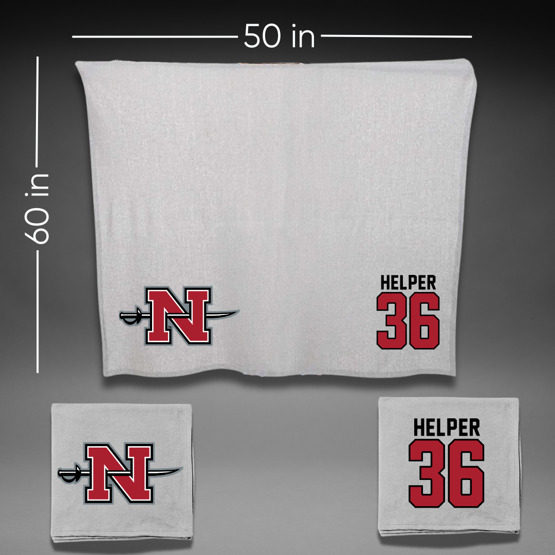 Nicholls State University Football Gray Blanket - #36 Justin Helper