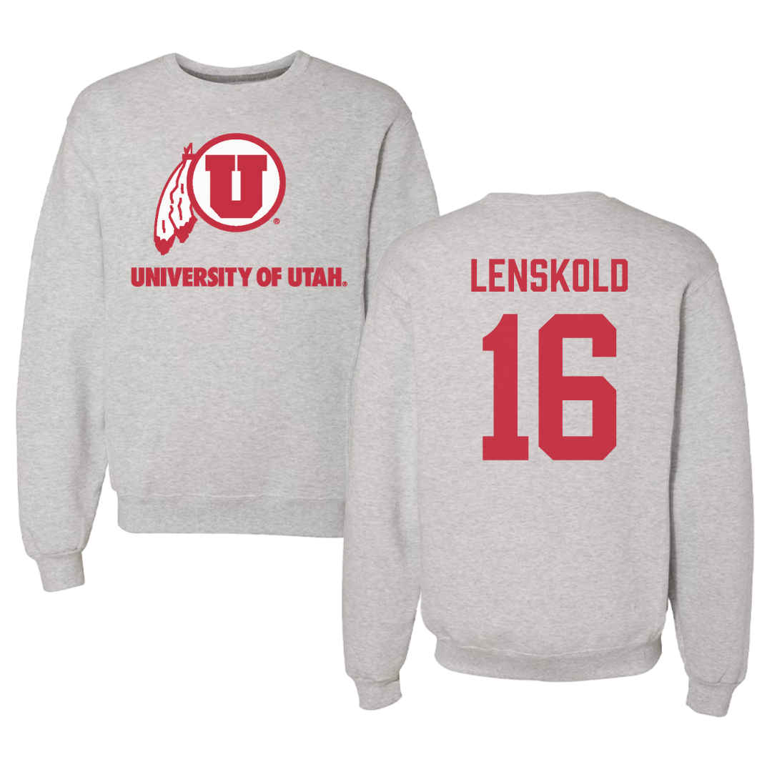 University of Utah Lacrosse Gray Crewneck - #16 Colin Lenskold
