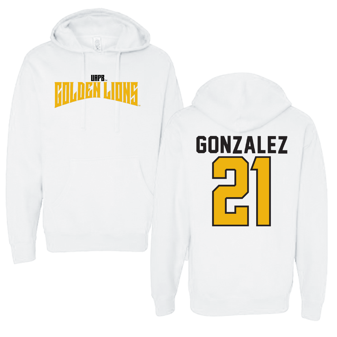 University of Arkansas-Pine Bluff Soccer White Classic Hoodie - #21 Brooke Gonzalez