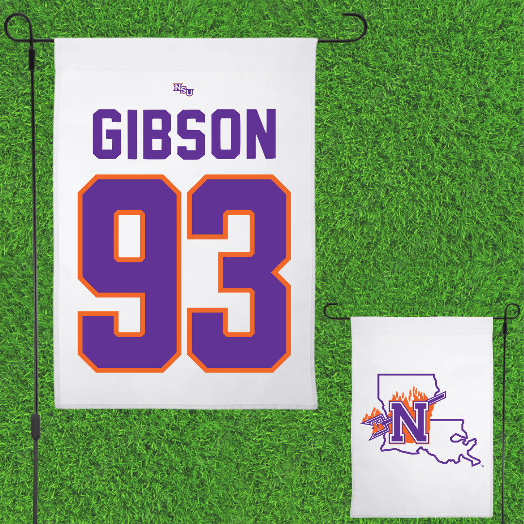 Northwestern State University Football White Garden Flag - #93 Ray Gibson