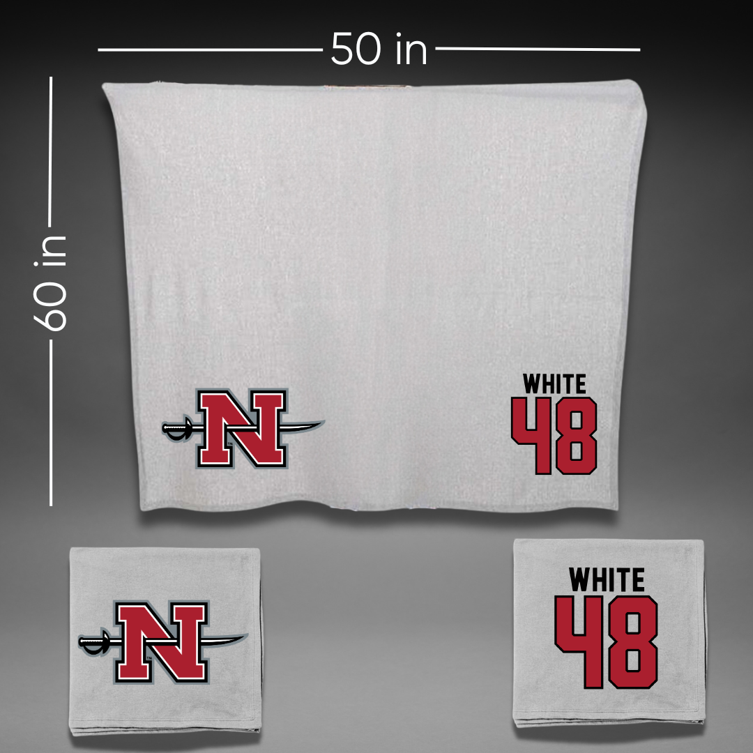 Nicholls State University Football Gray Blanket - #48 Scott White
